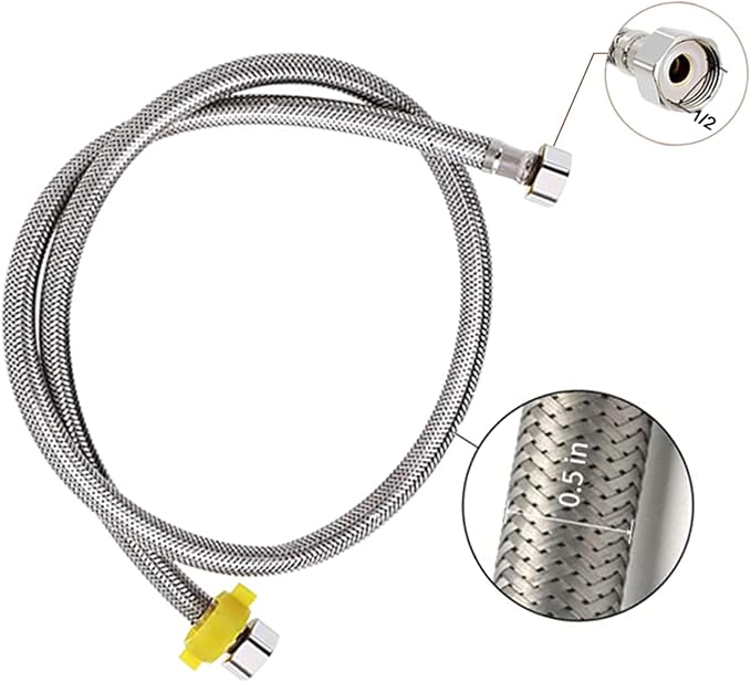 Automatic Water Bowl 304 Stainless Steel Pet Water Dispenser Dog Feeder Waterer for Large Dogs with 40" Steel Hose, 2 Float Valve, Copper Connector Adapter, 2 Bolts (Without Drainage Hole)