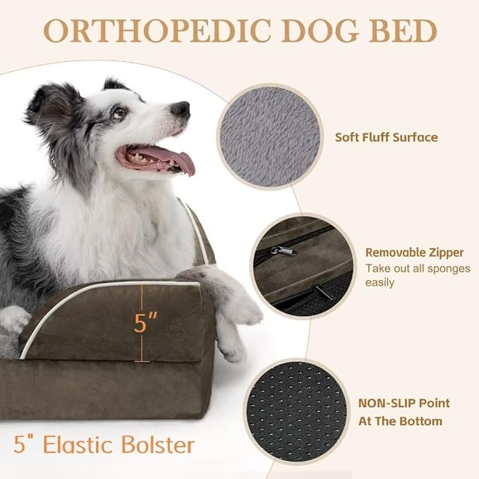 Comfort Expression Jumbo Breed Dog Bed, Large Dog Bed for Extra Large Dogs, Waterproof Orthopedic Dogs Beds, PV Washable Sofa Beds with Removable Cover & Non-Slip Bottom(Jumbo,Dark Green)