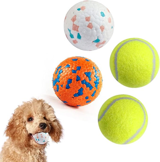 Dog Balls for Aggressive Chewers: Mini Tennis Balls for Dogs, Small Breed - Indestructible, Floating, Bouncy, Odourless, 2.5" (4 Pack)