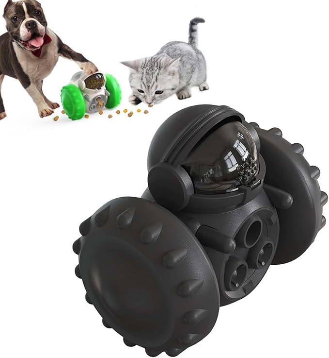 Dog Treat Dispenser Toy Interactive, Interactive Wobble Treat Dispenser Ball for Cats & Small/Medium Dogs Mental Stimulation Puzzle Toy with Self-Balancing Design (Black)