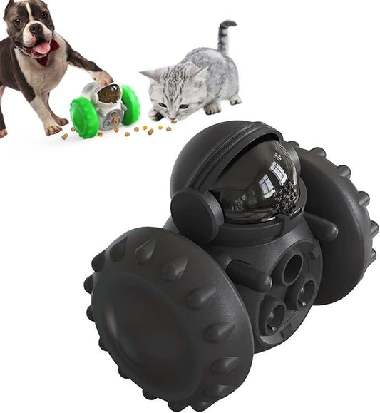 Dog Treat Dispenser Toy Interactive, Interactive Wobble Treat Dispenser Ball for Cats & Small/Medium Dogs Mental Stimulation Puzzle Toy with Self-Balancing Design (Black)