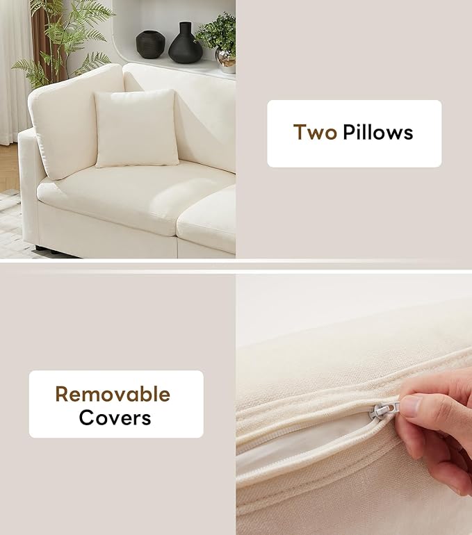 Tbfit Modern Sectional Sofa with Storage, Comfy Cloud Sectional Couch with Down-Filled Cushions, Sofa for Home, Living Room, Beige