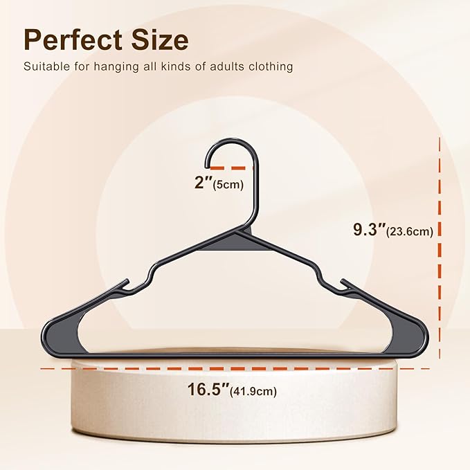 HOUSE DAY 1000 Pack Plastic Clothes Hangers, Commercial Bulk Shipment for Business, Sturdy Durable Notched Hangers Ideal for Retail Dry Cleaners Warehouses, Save Cost & Warehouse Space - Black