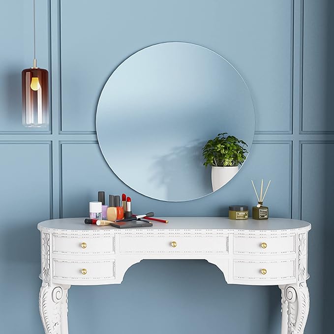 DARENYI 12'' Round Wall Mirror Tiles High Clear Reflecticon Self Adhesive Acrylic Mirror Sheets Circle Stickers for Bathroom, Bedroom, Door, Home Decor