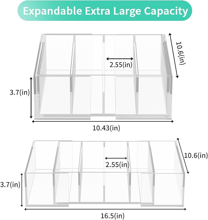 Expandable Lid Storage Organizer: Kitchen Food Container Lids Organizer for Cabinet - Acrylic Extra Large 10-18" Food Storage Container Holder for Cabinets Cupboards Pantry Drawer