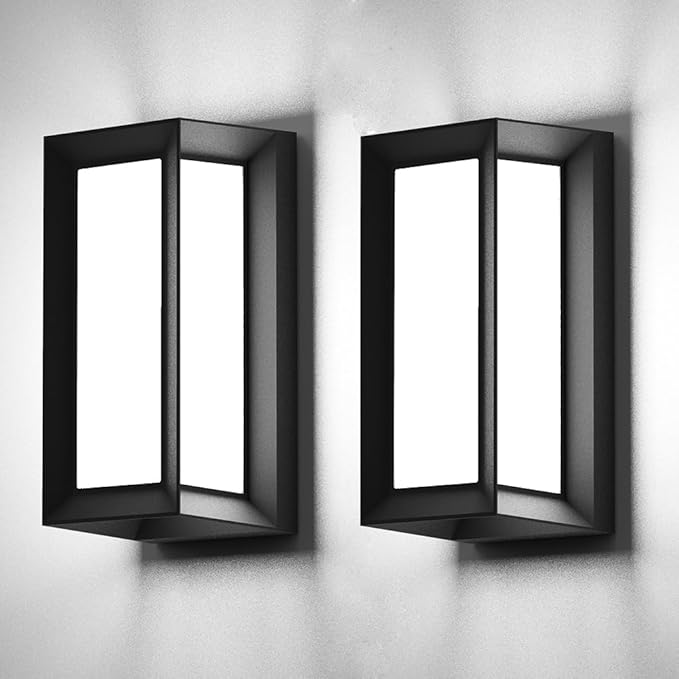 Sytmhoe Outdoor Wall Lights,2Packs Exterior Light Fixture,LED Wall Sconce 3-Color-Changeable Wall Mounted Lamps,Matte Black Porch&Patio Light Outdoor,IP65 Waterproof for Hallway Stairs Gardens