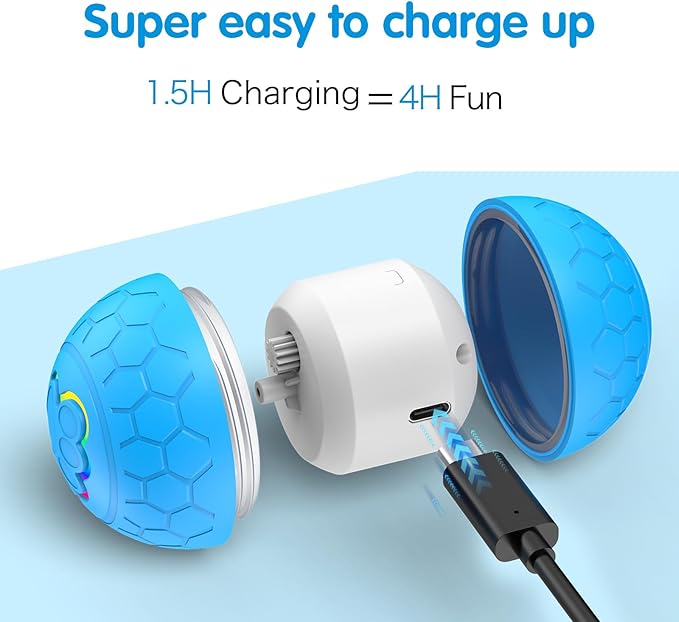 Interactive Dog Ball - 2.2" Durable Motion Activated Pet Bounce Ball for Puppy/Small/Medium Dogs, USB Rechargeable