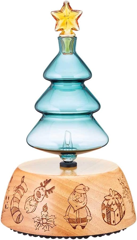Christmas Tree Aromatherapy Diffuser for Essential Oil, Waterless Glass Nebulizer w/ Auto-Off Switch, Best Christmas Gifts & Decoration Ideas for Women, Friends, Family