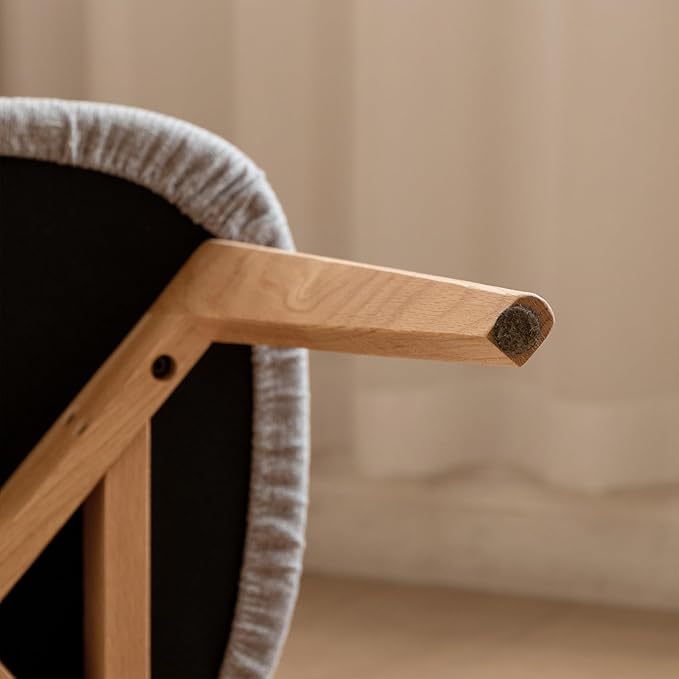 Solid Wood Upholstered Dining Chairs Set of 2 - FAS-Grade North American Oak | Heavy Duty Kitchen Dining Chairs with Ergonomic Curved Back | Easy Assembly | 400 lb Capacity