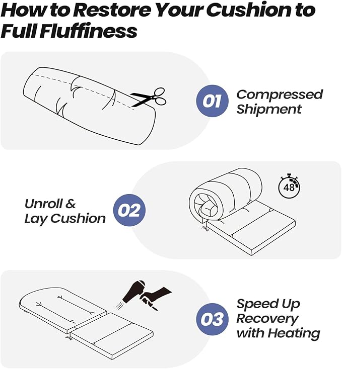 Crestlive Products 50x20 Inch Adirondack Chair Cushions Set of 2 Outdoor Rocking Chair Cushions Waterproof Fade Resistant High Back Patio Replacement Cushions, Sky