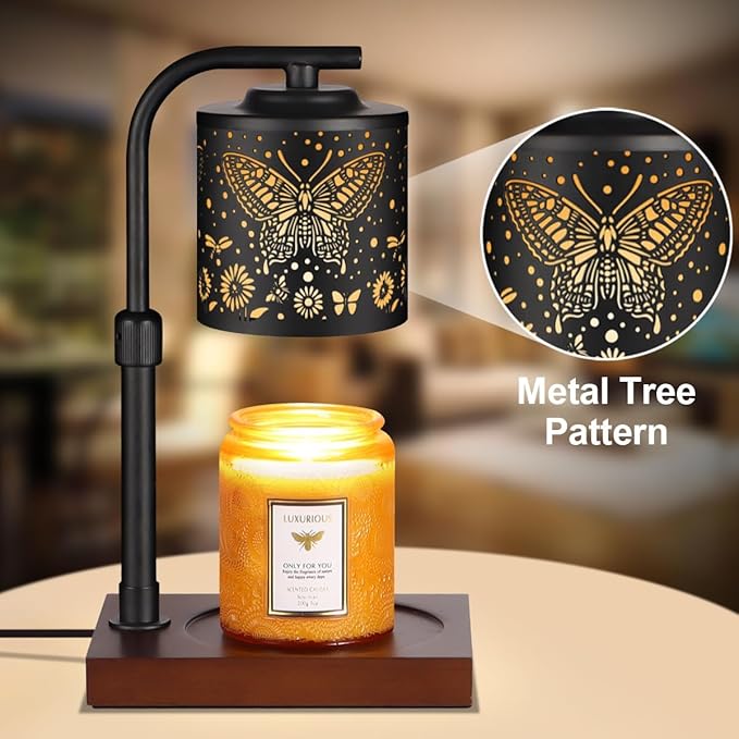 Candle Warmer Lamp with Adjustable Height Dimmable for New Home Decor Electric Candle Warmer for Jar Candles Birthday Gifts for Women Mom(Butterfly)
