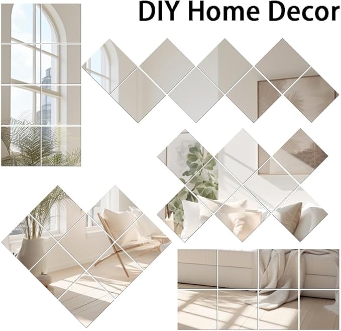 Vlush Full Length Wall Mirror 12'' x 12'' x 8PC Home Gym Full Body & Tiles Full Length Mirror Wall Mounted Mirrors Decorative for Home Gym, Door, Bedroom & Bathroom