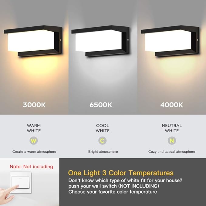 Sytmhoe Outdoor Lights Wall Mounted,Modern LED Sconce Outside Wall Lamp, 3 Colors 24 Watts Outdoor Lights for House Corridor Porch Garage Cafe Villas Hotel Lighting