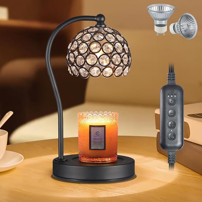 Dimmable Electric Candle Warmer Lamp with Timer Home Decor Wax Melts Warmer for Jar Scented Candles with 2 Bulbs Birthday Gifts for Women Mom Wife