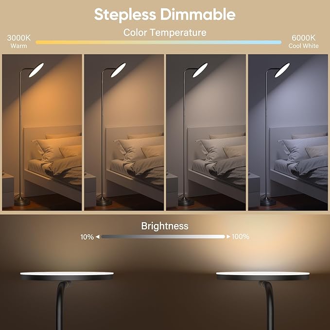 RGB Floor Lamp, 36W Bright LED Standing Lamp, Stepless Dimming Color Changing Torchiere Floor Lamps with Remote, 350°Rotating Modern Tall Floor Lamp for Living Room, Gaming Room