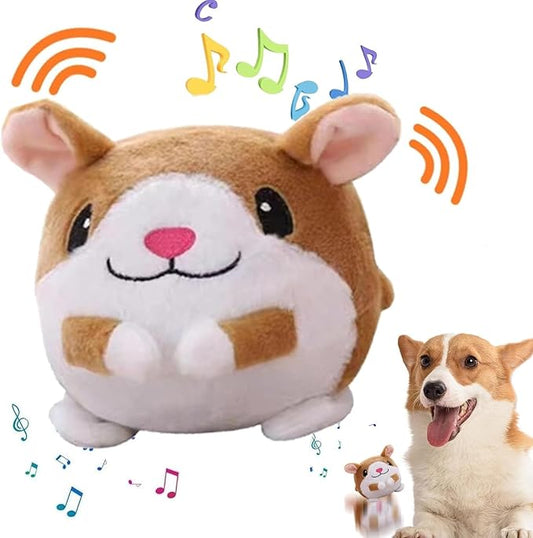 Active Moving Pet Plush Toy, Interactive Dog Toys Pet Bouncing Balls, USB Rechargeable Interactive Washable Cartoon Pig Plush Sound Electronic Dog Toy, Small Cute Squeaky Pig Dog Toy (Hamster)