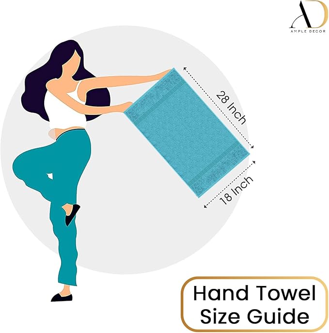 Ample Decor 100% Cotton Hand Towel for Bathroom Set of 4 - Popcorn Textured Towels - 18 X 28 Inch Sky Blue