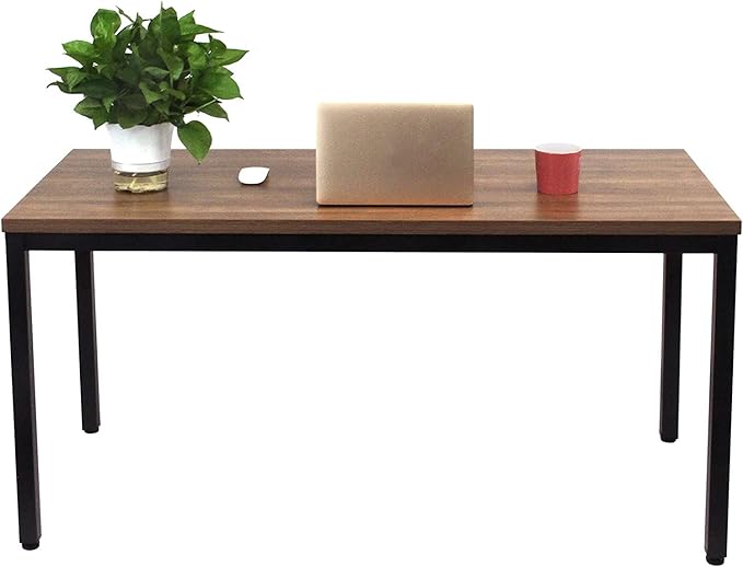 BIBOC 24X48 inches Computer Desk/Dining Table, Office Desk, Composite Wood Board Sturdy Writing Workstation for Home Office Walnut and Black Legs
