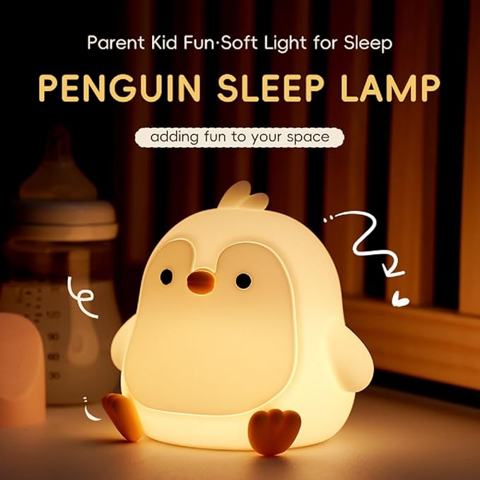 Penguin Night Light for Adults Kids,Dimmable Cute Silicone Animal Nightlight with 7 Colors and 30min Timer Penguin Lamp, Rechargeable Bedside Touch Lamp for Christmas Gifts Kawaii Room Decor