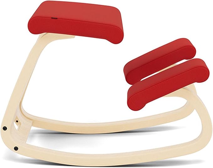 Varier Variable, The Original Kneeling Chair, Ergonomic Chair, Natural/Red, 10 Year Warranty, Design by Peter Opsvik