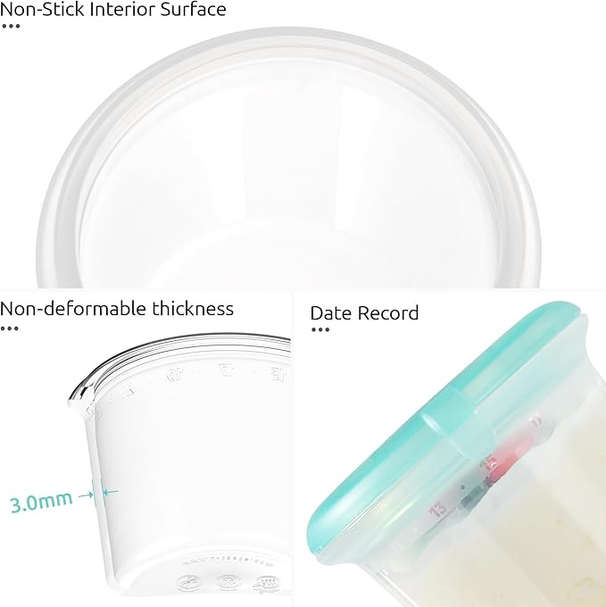 U-Taste 1 Cup Silicone Food Container: Small Kitchen Storage with Airtight Lid, Freezer & Microwave Safe, Fruit Box with Date Marking Circle, Clear Stackable for Meal Prep Portion (Set of 2, Aqua Sky)