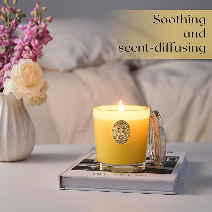 M&SENSE Natural Soy Candle | Sugared Lemon & Yellow | 9.2 oz, 50H Burn Time | Luxury Scented Candle for Relaxation, Gifting, Home Décor | Ideal for Bedroom, Office, Party Ambiance