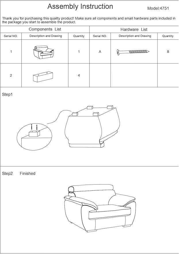 Blackjack Furniture 4571 Veal Collection Modern Genuine Leather Accent Chair with Adjustable Headrest, Sturdy Wood Frame and Stainless Steel Legs, Stylish Living Room Arm Chair, White
