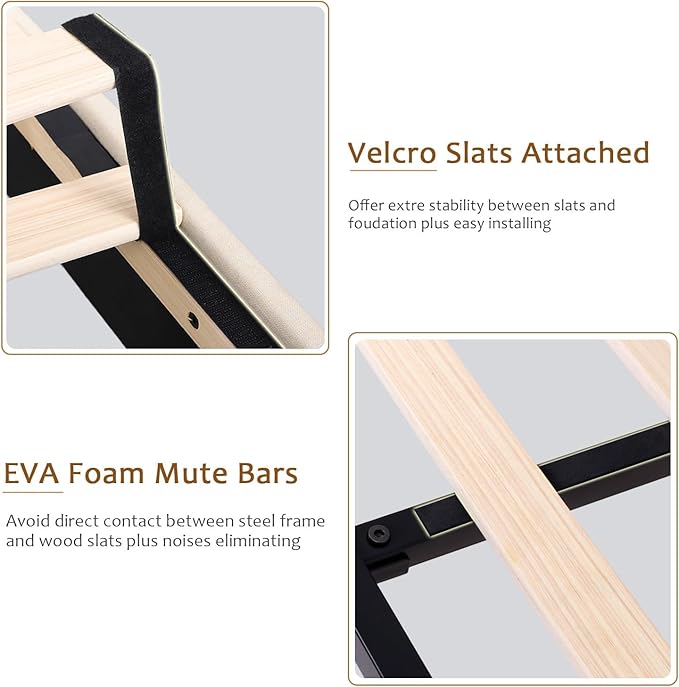 iPormis Queen Platform Bed Frame with Button Tufted Headboard, Upholstered Bed Frame with Solid Wooden Slats, 8" Under-Bed Space, No Box Spring Needed, Easy Assembly, Noise Free, Beige