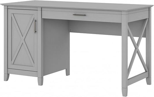 Bush Furniture Key West Computer Desk with Storage Farmhouse PC Table for Home Office in Cape Cod Gray 54W x 24D