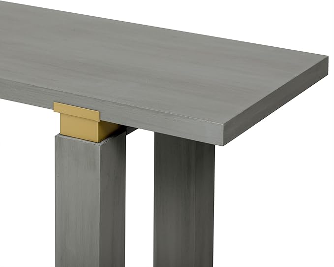 63" Modern Minimalist Console Table with Storage Shelf, Solid Wood Industrial Entryway Sofa Table with Metal Accents for Living Room, Hallway (Gray)