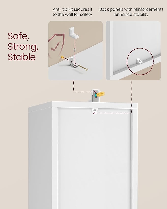 VASAGLE Custos Collection - Bookshelf, 2-Tier Bookcase, Book Shelf, Open Storage Shelf, 9.4 x 7.9 x 25.2 Inches, for Living Room, Home Office, Dining Room, Cloud White ULBC522W01