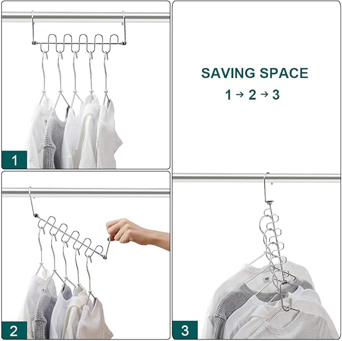 Meetu Magic Cloth Hanger Space Saving Hangers Metal Closet Organizer for Wardrobe Organization (Pack of 4)
