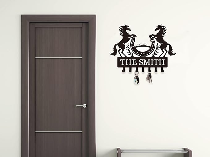 Horse Key Holder for Wall, Personalized Name Key Rack, Wall Mounted Key Hooks,Personalized Key Holder Decorative