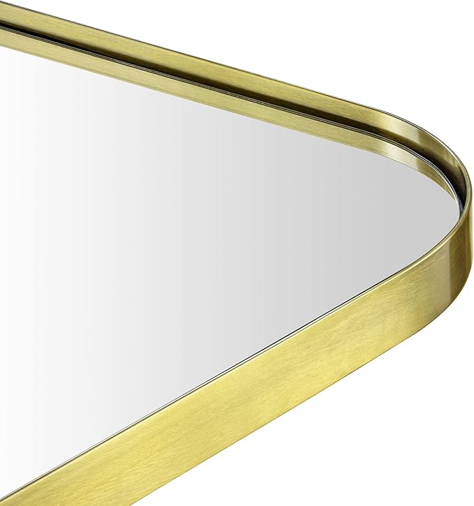 32x40'' Brushed Brass Arch Mantel Mirror Arched Rounded Corner Mirror for Bathroom, Living Room or Powder Room