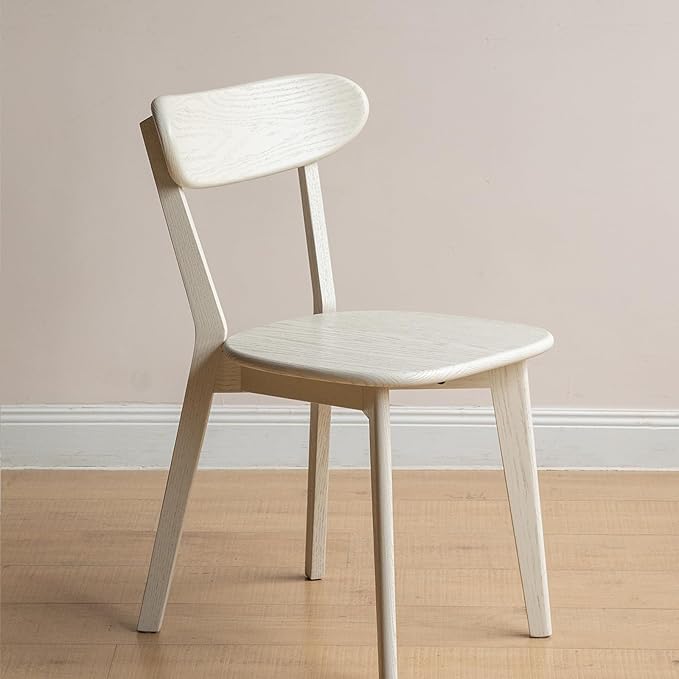 Set of 2 White Wood Dining Chairs,FAS Grade Oak Dining Chairs, Sturdy Outer Sword-Leg Design in White Finish for Dining Room,Restaurant, Cafe, and Modern Home Kitchen,Easy Assembly,400 lb Capacity