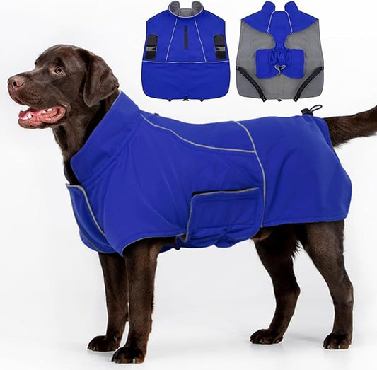 MIGOHI Dog Coat,Dog Jacket Waterproof,Winter Coat Windproof,XXL Fleece Jacket for Dogs Boy Girl,Cold Weather Coats for Dogs Hiking Camping,Golden Retriever,Labrador,Weimaraner,2XL,Blue