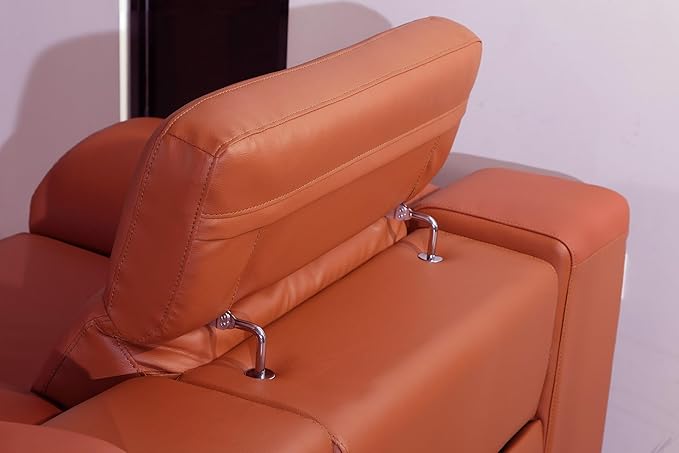 Blackjack Furniture Venice Top Grain Italian Leather Power Recliner Chair with Adjustable Headrest Modern Luxury Seating for Living Room Lounge, Camel