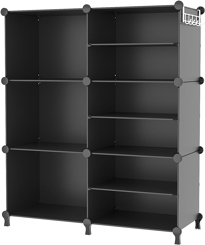 AWTATOS Closet Organizer 6 Cube Storage Shelves Portable Closet Clothes Organizers and Storage Stackable Cubby Shelving for Closet Bedroom Living Room Office Black