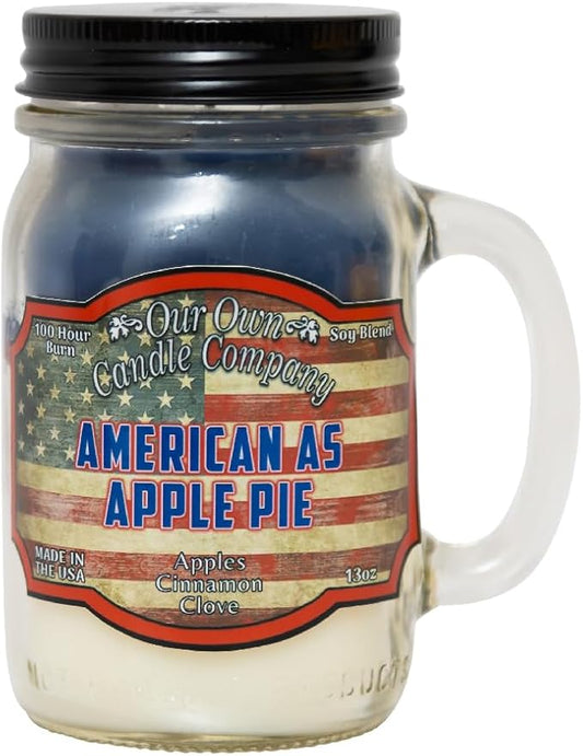 Our Own Candle Company, American as Apple Pie Scented Mason Jar Candle, 100 Hour Burn Time, Made in The USA - 13 Ounces