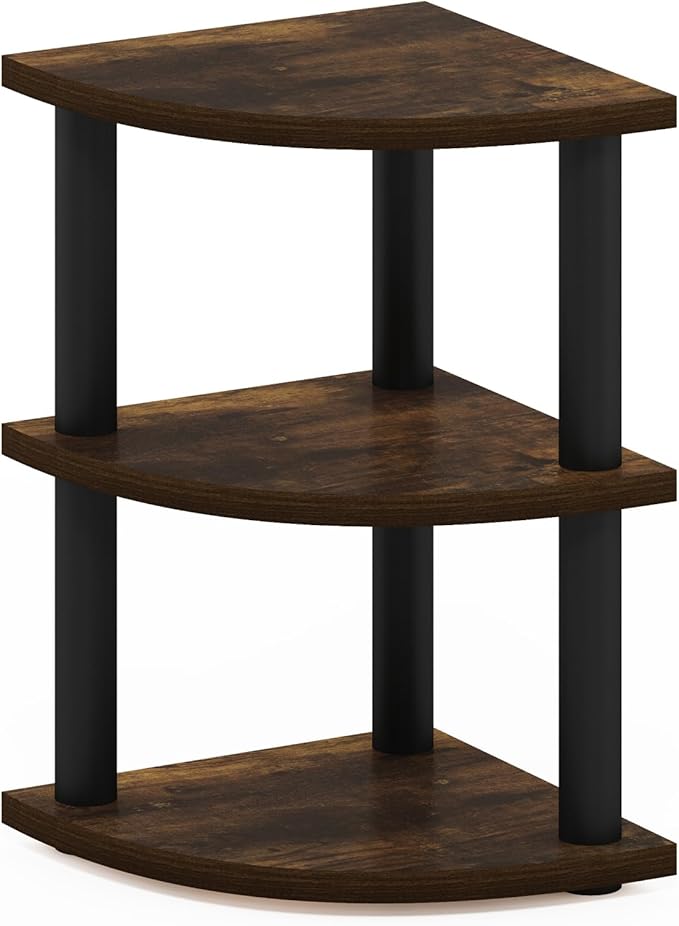 Furinno Turn-N-Tube Kitchen Countertop Organizer, 3-Tier Corner Countertop Organizer Shelf, Corner Shelf, for Kitchen, Pantry, Organizers and Storage, Amber Pine