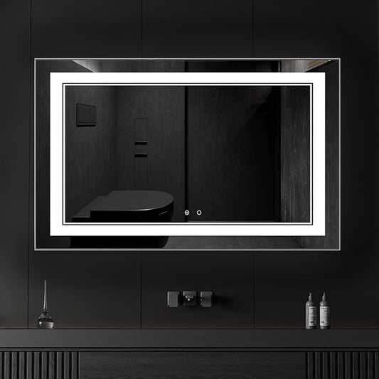 48" x 30" LED Bathroom Mirror Wall-Mounted Anti-Fog Mirror Bathroom Mirror with Lights LED Vanity Mirror Dimmable Lighted Mirrors