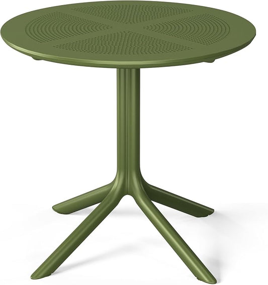 Costaelm Small Patio Table, Outdoor Round Dining Table, Weather Resistant Outside Table for Poolside Deck Lawn Garden Backyard, Olive Green
