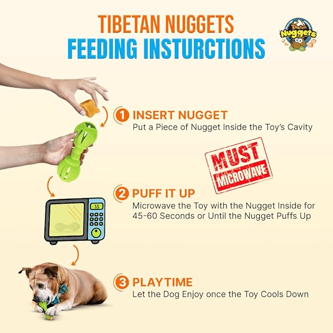 Tibetan Dog Chew Nuggets Refill Pack for Yak Cheese Puff & Chew Toy | 20 All-Natural, Easy-to-Digest Yak Cheese Nuggets | Must Microwave to Puff | Supports Gut Health & Teeth Cleaning
