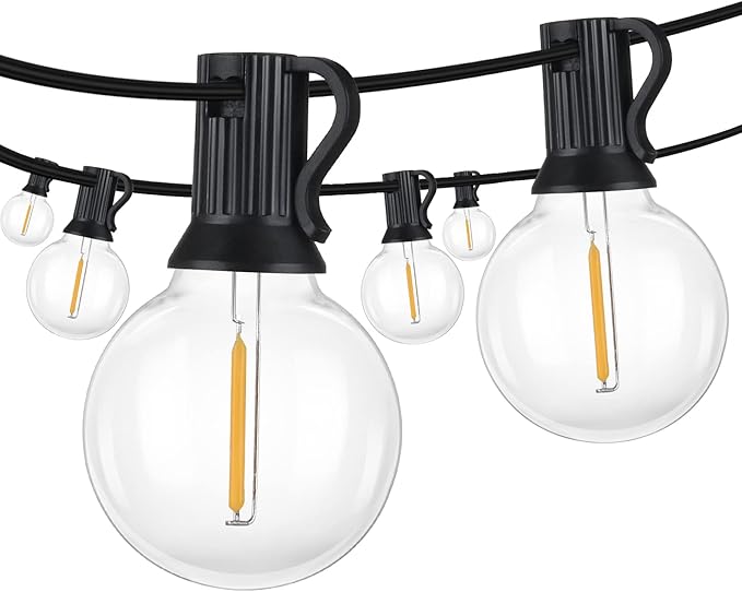 Mlambert 150Ft(3x50Ft) Outdoor String Lights, G40 Globe Patio Lights with 75+6 Dimmable Shatterproof LED Hanging Bulbs for Backyard Party-Black Wire