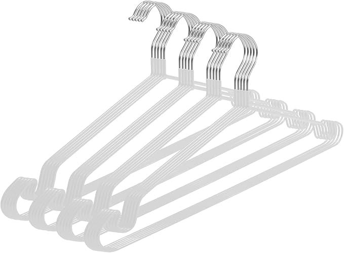 Clothes Hangers, 20Pack,White Metal Hangers,15.7'W Space-Saving Shirt Hanger,Non-Slip Heavy Duty Hanger with Deep Shoulder Notches for Dress and Camisole