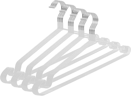 Clothes Hangers, 20Pack,White Metal Hangers,15.7'W Space-Saving Shirt Hanger,Non-Slip Heavy Duty Hanger with Deep Shoulder Notches for Dress and Camisole