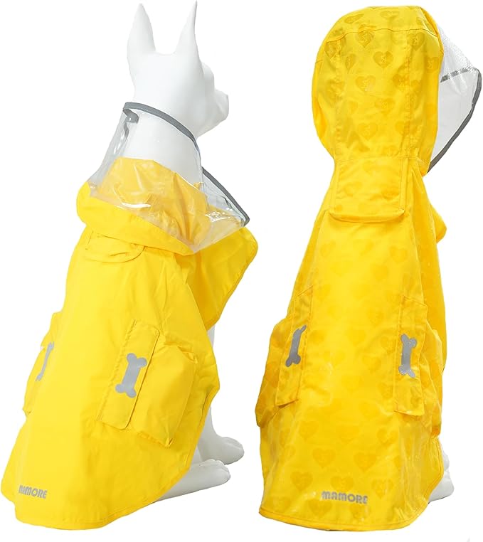 Dog Raincoat,Waterproof Rain Poncho with Hoodie, High Reflective Adjustable Pet Rain Jacket with Leash Hole for Small Medium and Large Dogs (Yellow(Water-Reactive Hydrochromic), X-Large: 37-55lbs)