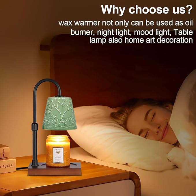 Ceramic Candle Warmer Lamp Dimmable, Electric Scented Wax Melt Warmer, Candle Warmer Melter for Jar Candles Mothers Day Birthday Gifts for Women Mom Grandma, Home Offices Decor Light(Two Butterfly)