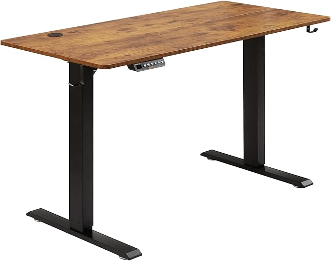 VEVOR Height Adjustable Desk, 55.1 x 23.6 in, Support 180 lbs, Electric Standing Desk with 3 Memory Presets, Sturdy Dual Metal Frame, Versatile Computer Sit Stand up Desks, Suitable for Home Office