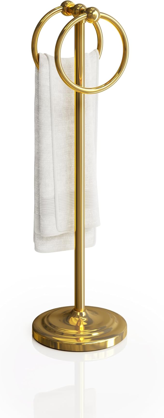 BGL Fingertip Towel Holder Stand Hand Towel Ring for Bathroom or Kitchen Vanity Countertops to Store Hand Towels Washcloths or dishcloths - 2 Hanging Rings,Gold…
